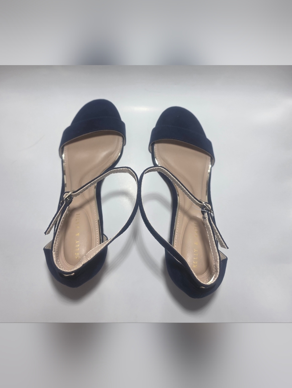 Kelly & Katie Womens Heels Size 10M Navy Blue Ankle Strap Block Heel Sandals NEW - Picture 7 of 7